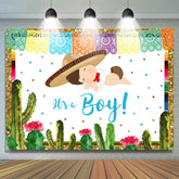 Lofaris Cautas And Flags it鈥檚 a Boy Baby Shower White Backdrop